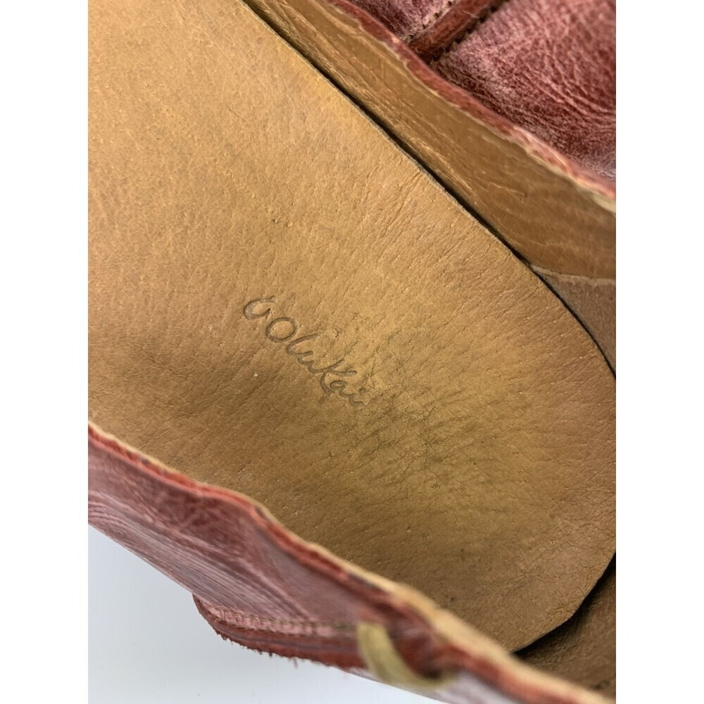 Olukai Pueo Ballent Flat Brushed Red Leather Slip On Round Toe Comfort Womens 9 - Picture 7 of 12